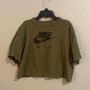 Nike air dark green short sleeve crop top